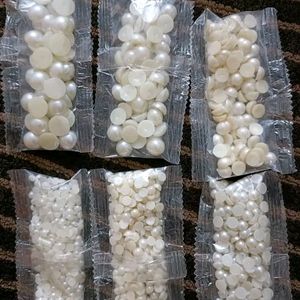 Pearl Beads Half Cut, Off White Bead