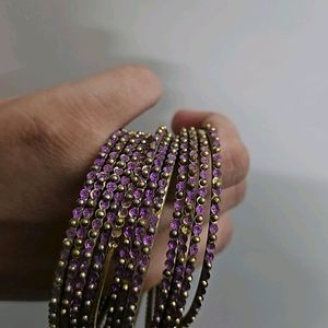 Violet And Gold Metal Bangles