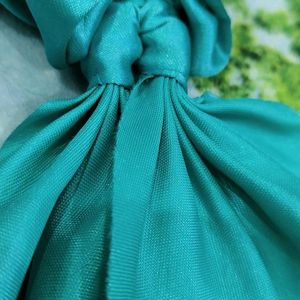 Green Satin Tail Scrunchy And Bow