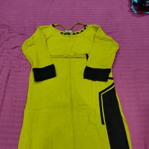 Cotton Kurti In Yellow Colour