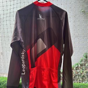 Brown Red Full Sleeve Cycling Jersey Size M 38
