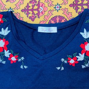 Blue Crop Tops Beautiful Embroidery Work