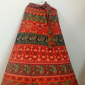 Long Ethnic Wrap Around Skirt