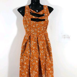 Orange Printed Dress ( Women's)