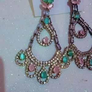 Beautiful Green Pink Diamond Earrings