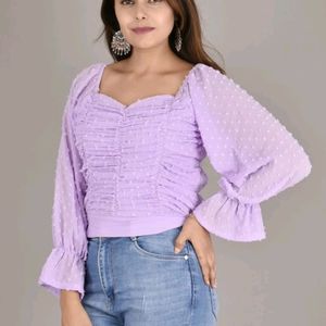 Casual Lavender Colour Puff Sleeve Top🌸