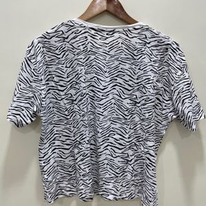 Zebra Print Black And White Tshirt For Women’s |