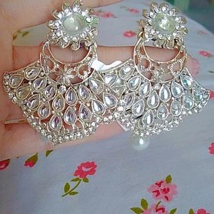 white stone earrings for women