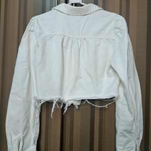 Vero Moda White Cropped Denim Jacket