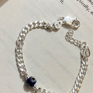 Unisex Silver Evil Eye Bracelet