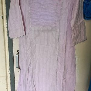 Straight Lavendar Kurti With Silver Borders