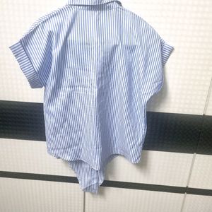 Blue White Tie Knot Shirt Style Ttop