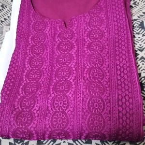 Purple Georgette Chikankari Kurtas For Women