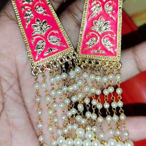 Beautiful Golden 💖 Pink Colour Earrings 😍