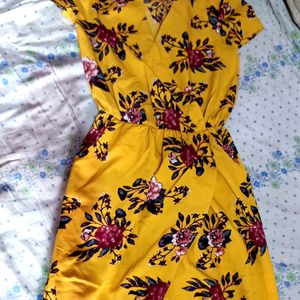 Oxolloxo Yellow Printed A-line Dress