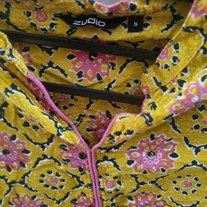 YELLOW COTTON KURTI