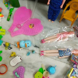 Combo Of Kids Toys, Doc & Kitchen Set Dolls Bats