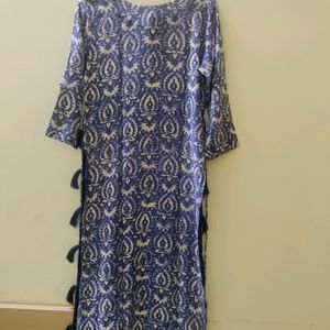 High Slit Blue Long Kurta