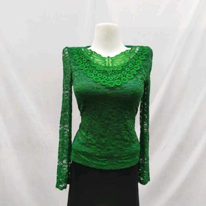 Korean Green Butterfly Patterned Top