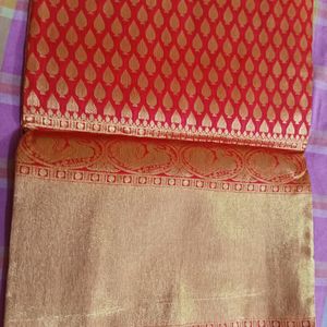 Beautiful Red And Golden Saree