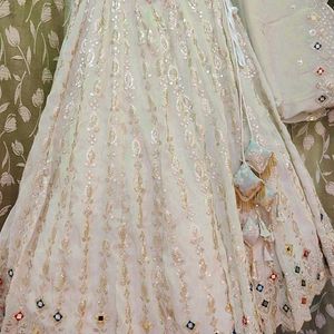 Off White Engagement Lehnga