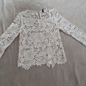 H&M White Lace Top