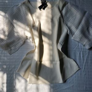 Korean White Puffy Sleeve Top