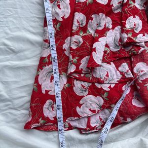 Printed Red Floral Skirt