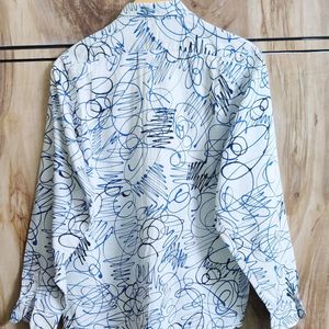 White Printed Shirt Size-36