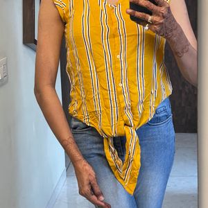 Mustard Yellow Front Tie Top