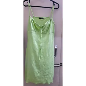 Lime Green Ribbed Dress