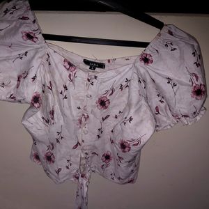 Flora Print Crop Top With Knot