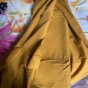 Mustard Cotton Silk Suit With Multicolored Dupatta