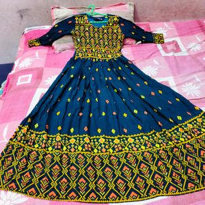 Plastic Mirror&Embroidery Work Anarkali Dress