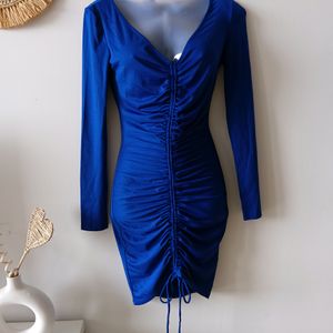 Fashion Nova Royal Blue Ruched Dress