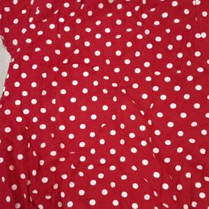 White Polka Dot Red Top