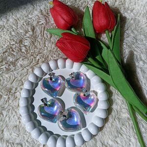 Rainbow Chunky Glass Heart Pendant Charms ❤