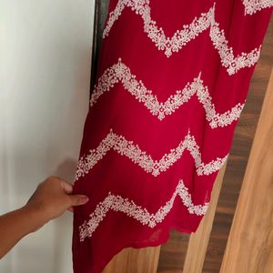 Maroon Embroidered Kurta (Women)