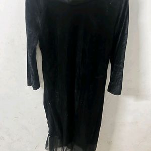 New Unused Velvet Kurta With Organza Neck And Gher