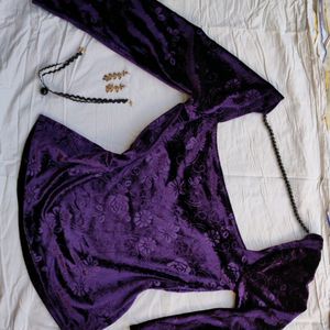 Whimsigoth 90s purple Velvet Top backless