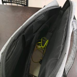 Grey Laptop Bag With Multiple Compartment