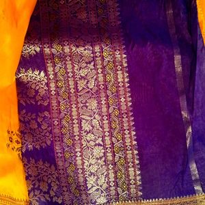 Mango And Brown Silk Saree Combo For ₹600 Offer