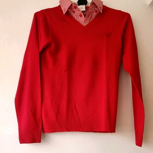 Attached Fake Collar Sweater For Boys