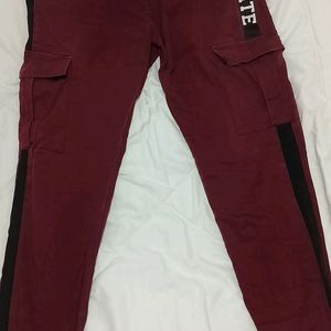 Men's Cargo Pants, Maroon Colour