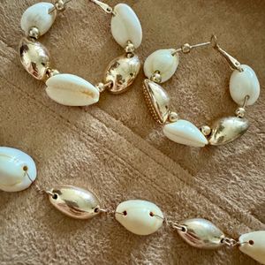 H&M Cowrie Earrings & Bracelet Set