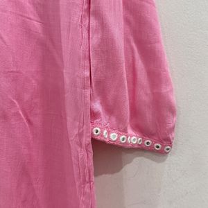 Pink Straight Embroidered Kurta