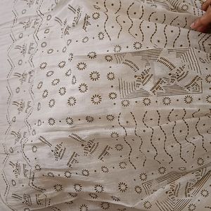 White Golden Dot Saree