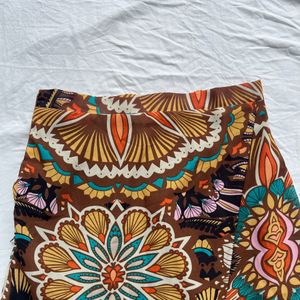 Printed Pattern Ruffle Skirt