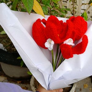 Crochet Red Tulip Bouquet