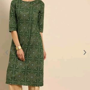 Anouk Women Green Ethnic Kurta